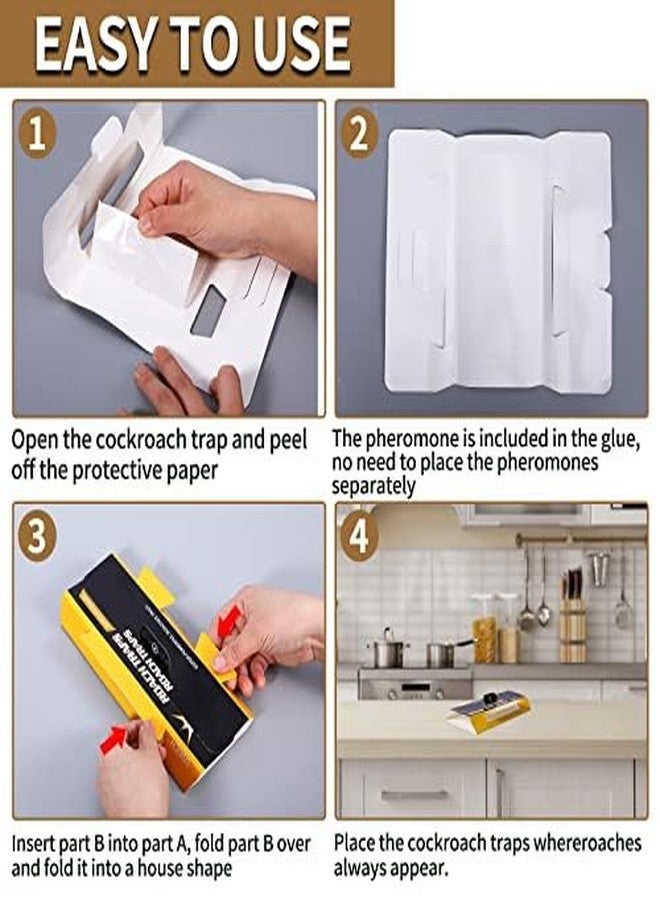 USKICH 20 Pack Roach Traps, Cockroach Traps Indoor Home, Glue Roach Traps, Child & Pets Safe(Upgrade Recipe) - Image 3